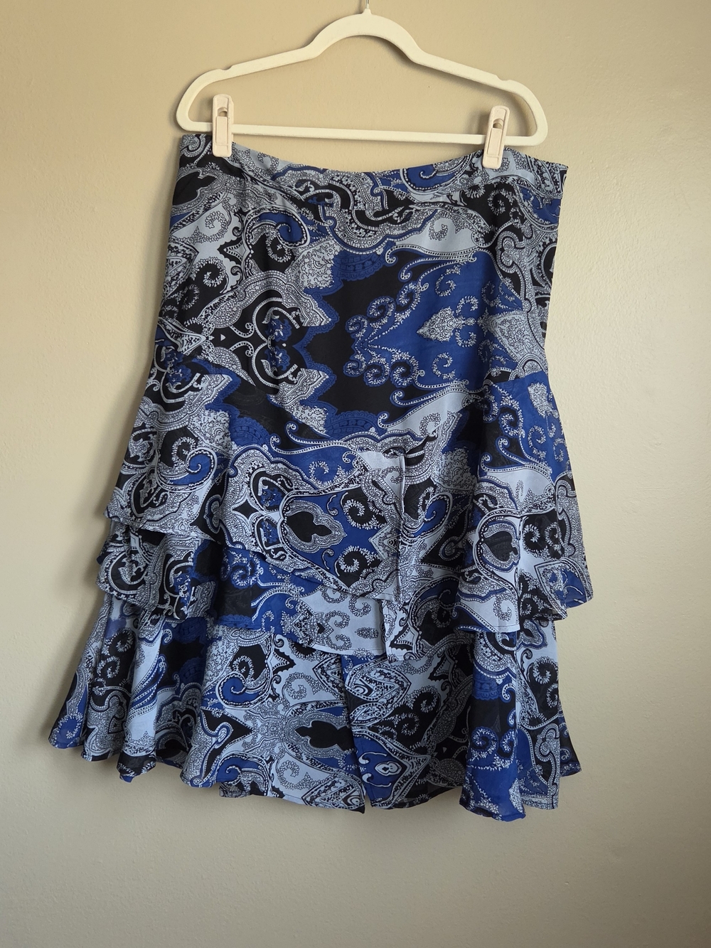 90s/00s GUnit Blue Paisley Tiered Ruffle Skirt